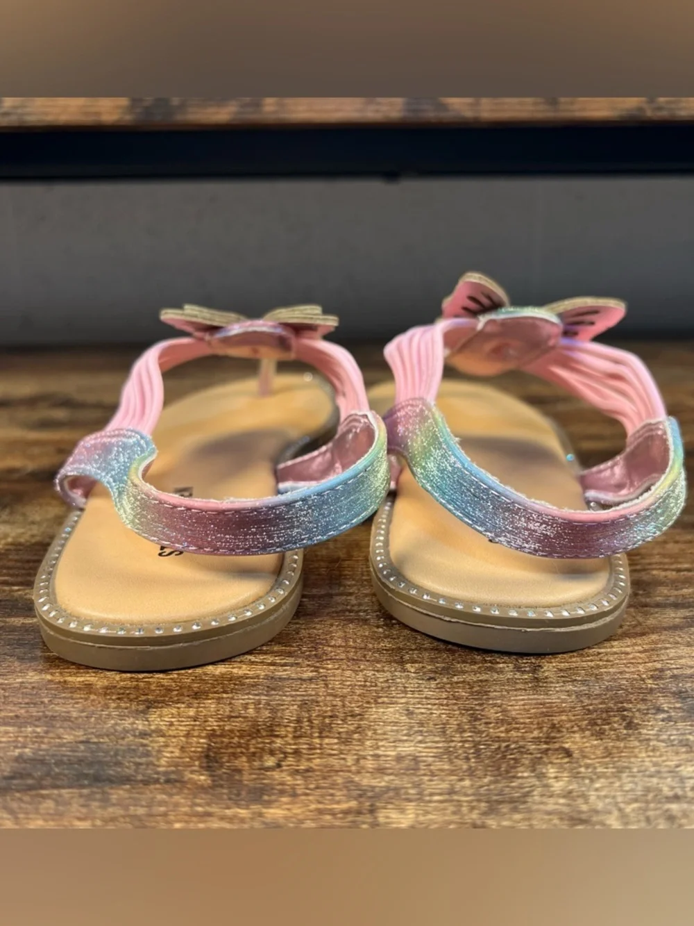 Steve Madden Sandals Butterfly Rainbow Sparkle JCaptive Thong Toe Sling Back 5 - Picture 6 of 10